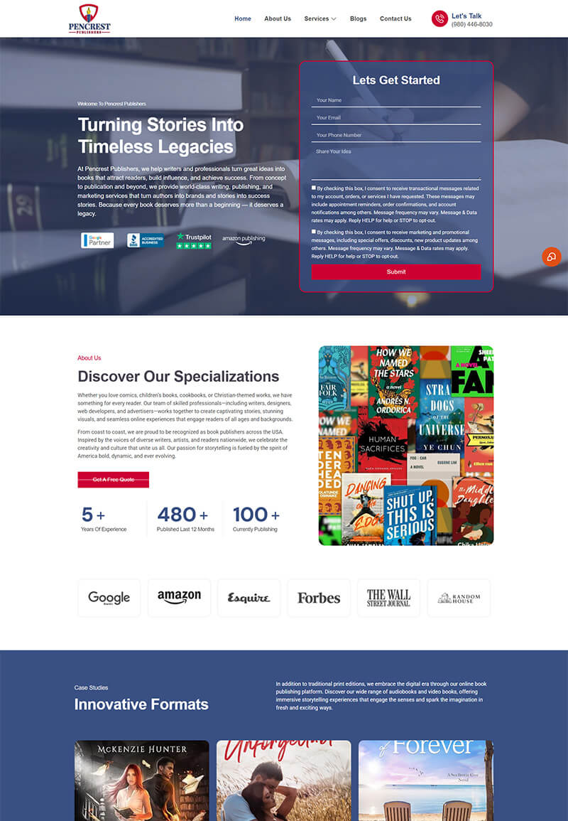 Best Web Design Portfolio | Pencrest Publishers in USA