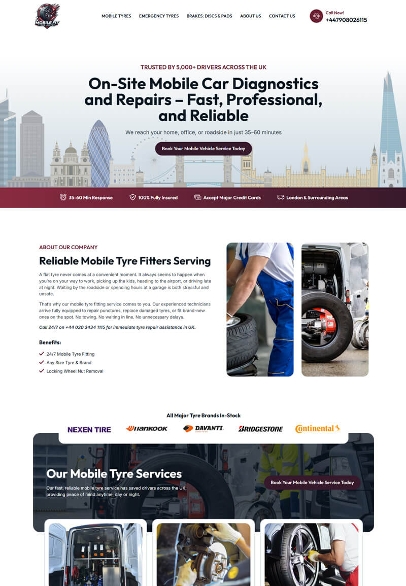 Best Web Design Portfolio | Mobile Fit Tyres In UK